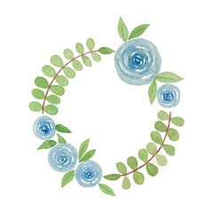 Watercolor hand painted cute floral wreath 