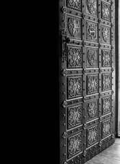 Open decorative door to Czech temple
