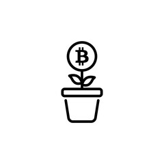 Growing Bitcoin icon in vector. Logotype