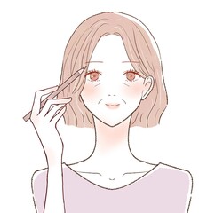 中年　女性　メイク　アイブロウ　眉毛
