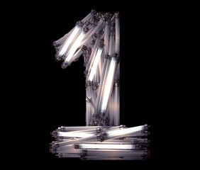 Fluorescent Lamp font. Number 1 .