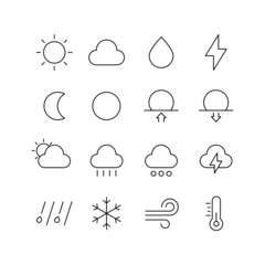 Weather, meteorology icon illustrations set.