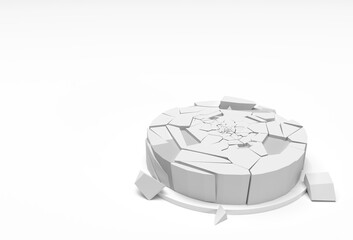 3D Render Broken Scene of Minimal Podium Scene for Display Products Advertising Design.