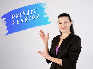 Financial concept meaning PRIVATE PENSION with inscription on the wall