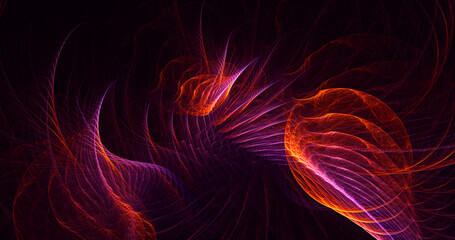 3D rendering abstract multicolored fractal light background with bright center