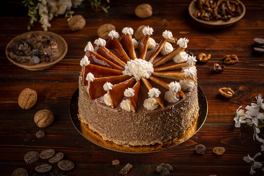 Dobos cake with nuts