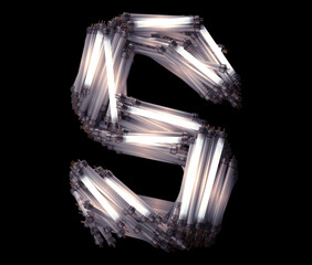 Fluorescent Lamp font. Letter S.