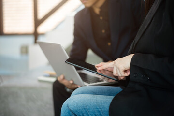 Business project team working together at meeting room at home office in the morning.