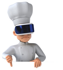 Fun 3D Illustration of a chef with a VR Helmet