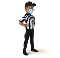 Fun 3D illustration of a black referee with a mask