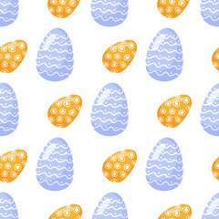 Fototapeta na wymiar Vector seamless pattern Happy Easter. Easter Spring background with flowers and eggs