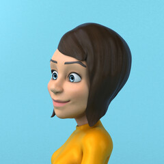 Fun 3D cartoon yellow girl