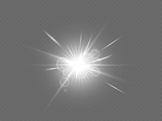Glow light effect, explosion, glitter, spark, sun flash. Vector illustration.