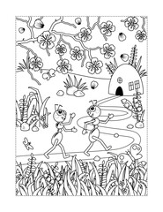 Ants are coming back to their home coloring page
