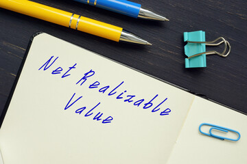 Business concept about Net Realizable Value  with sign on the piece of paper.