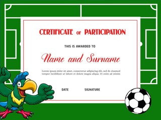 Certificate for soccer tournament participation