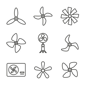 Vector set of icons of fans