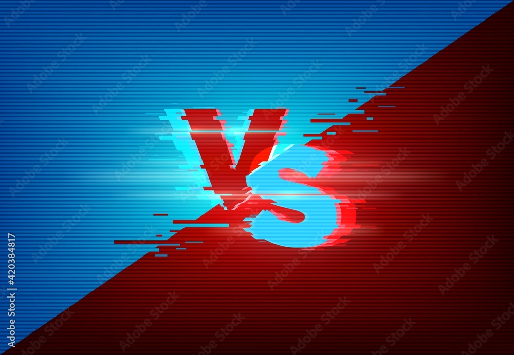 Poster versus background with glitch on screen effect
