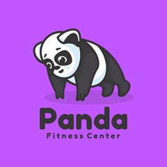 Vector Logo Illustration Panda Mascot Cartoon Style.