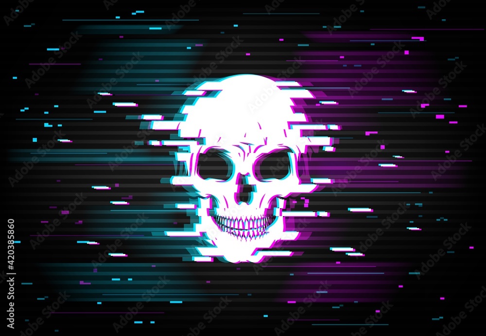 Aufkleber hacker attack, cybersecurity breach vector glitch