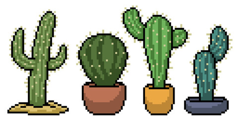 pixel art of cactus decoration set © Saphatthachat