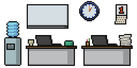 pixel art of office work room