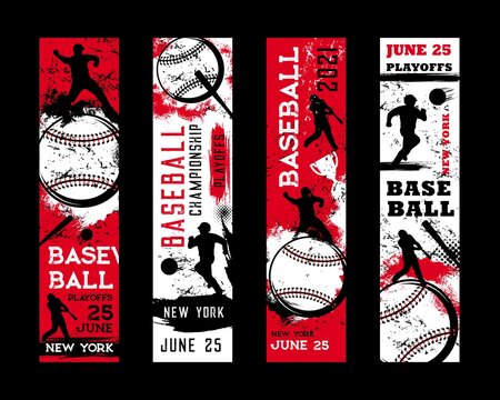Baseball championship banners, sport game playoff