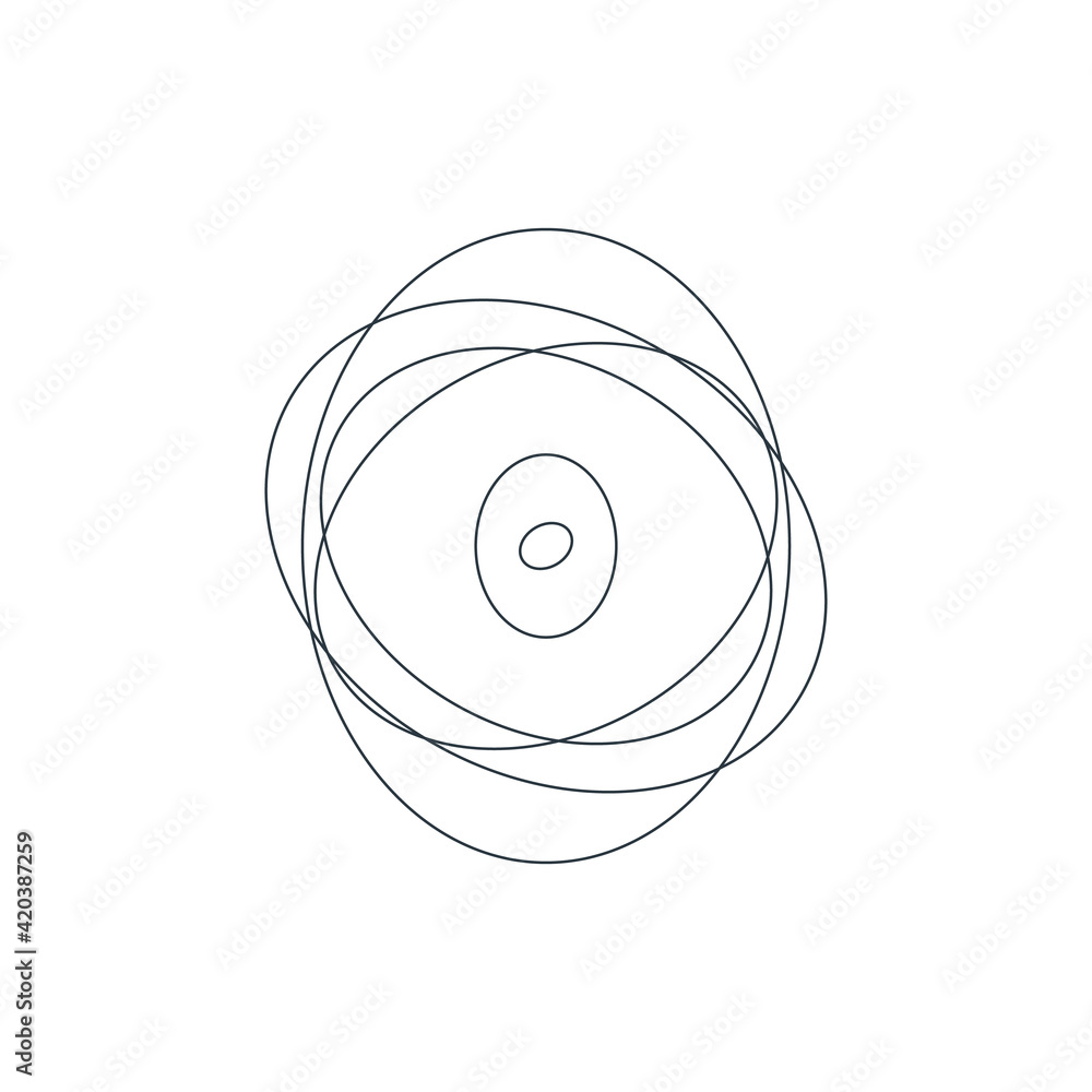 Poster vector abstract chaotic circle sketch lines. black round shape. twisted shape. stock vector illustra