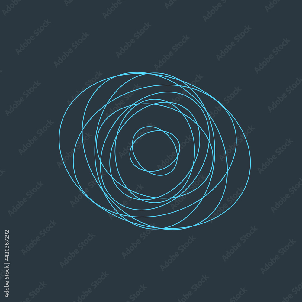 Poster vector abstract chaotic circle sketch lines. black round shape. twisted shape. stock vector illustra