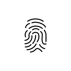 Fingerprint line icon in black. Logo isolated simple sign symbol. Illustration high quality flat style. Trendy minimalistic for app, graphic design, infographic, web site, ui, ux. Vector EPS 10.