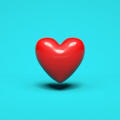 3d rendering of a red heart on a blue background