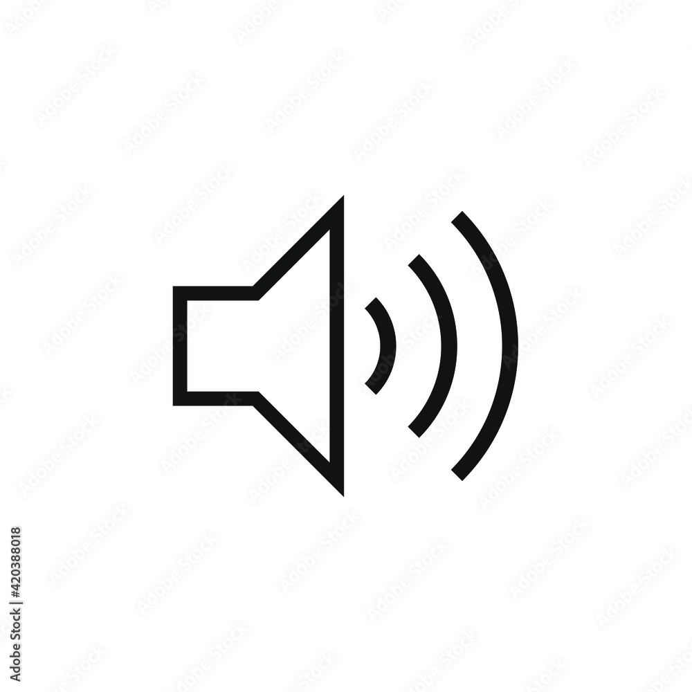 Aufkleber speaker audio icon set. volume voice control on off mute symbol. flat application interface sound si