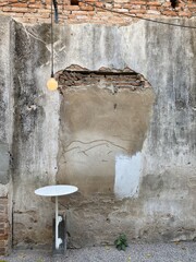 art of architecture with exterior rough block cement wall design for cafe or restaurant with loft style