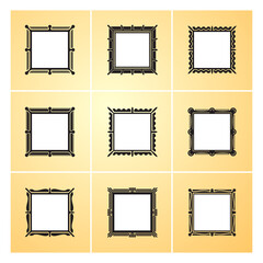 Square baguette frame icon set