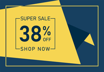 Super Sale 38% OFF Banner. Discount offer price tag. 38% OFF Special Discount offer