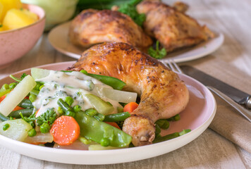 roasted chicken legs  with vegetables