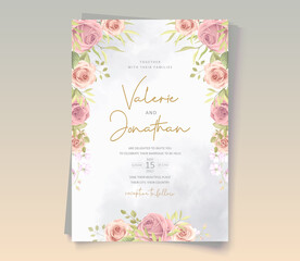 Wedding invitation design with soft color of roses