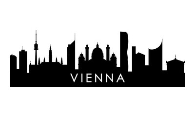 Fototapeta premium Vienna skyline silhouette. Black Vienna city design isolated on white background.