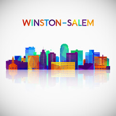 Obraz premium Winston–Salem skyline silhouette in colorful geometric style. Symbol for your design. Vector illustration.