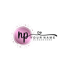 NP beautiful Initial handwriting logo template