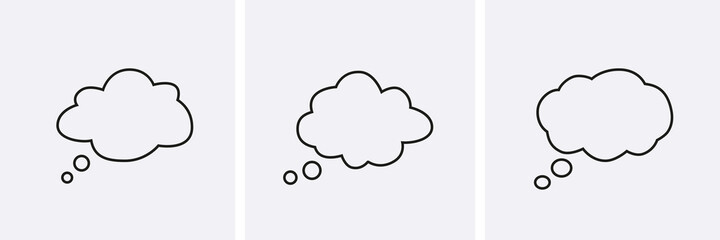 Bubble think Icons set. Cloud line balloon.