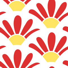 Wave and flower. Seamless pattern. Vector texture. Wrapping paper or textile. Natural background