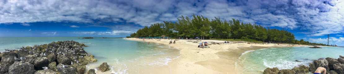 KEY WEST, FL - FEBRUARY 2016: Fort Zachary Taylor Historic State Park. Beach with tourists relaxing