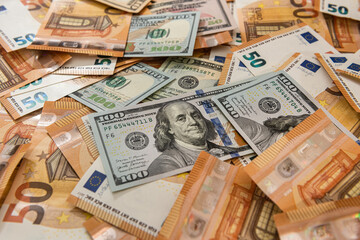 finance background dollar and euro bills