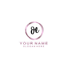 OE beautiful Initial handwriting logo template