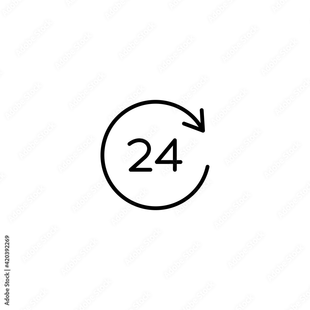 Poster 24 hours icon vector for web, computer and mobile app