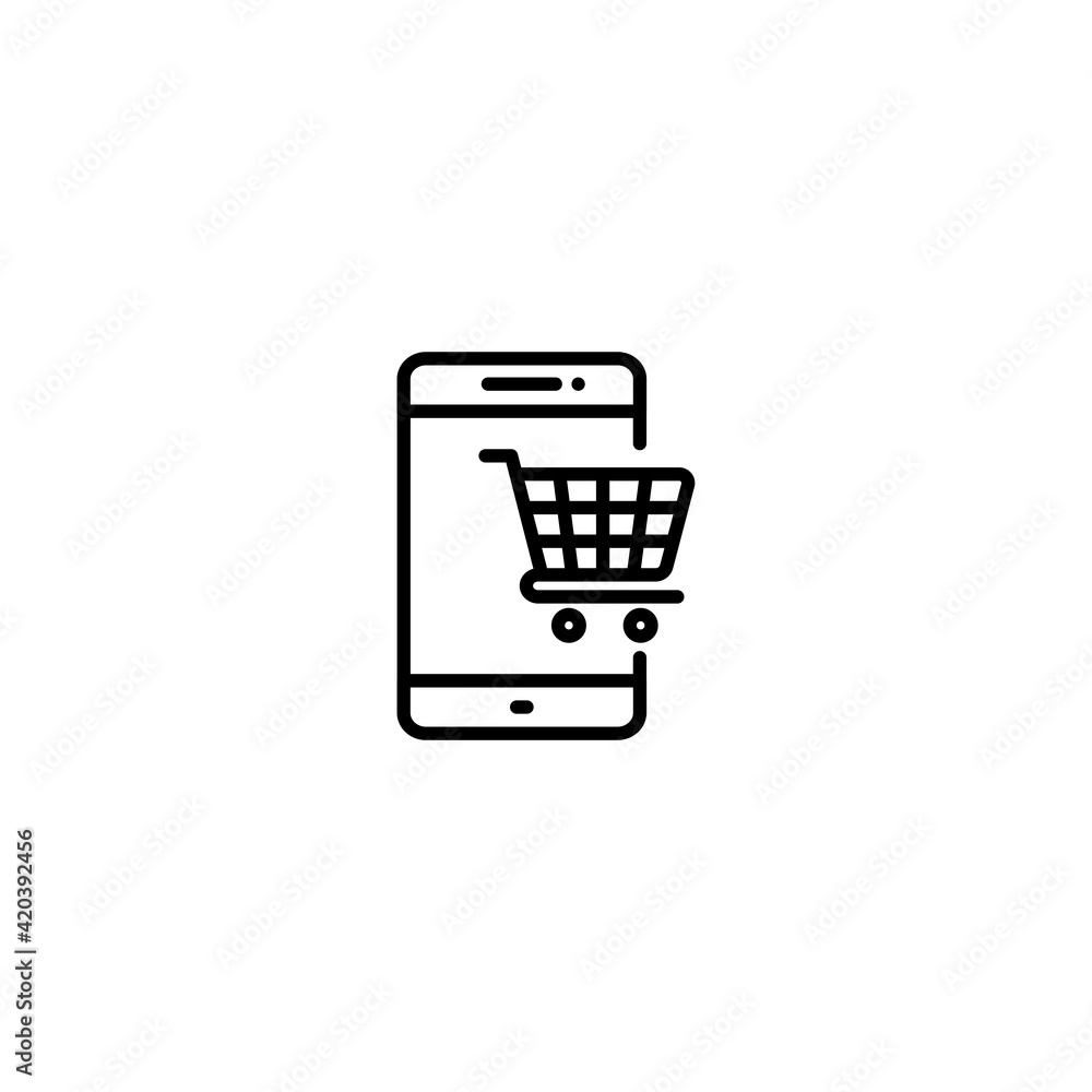 Poster smartphone with cart icon vector for web, computer and mobile app