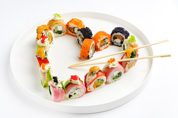 sushi set on the white plate