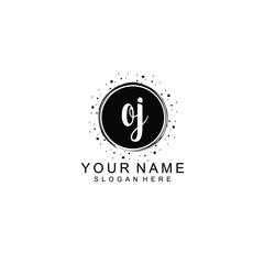 OJ beautiful Initial handwriting logo template