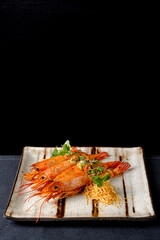 Portion of freshly peeled Argentinian curve on the table